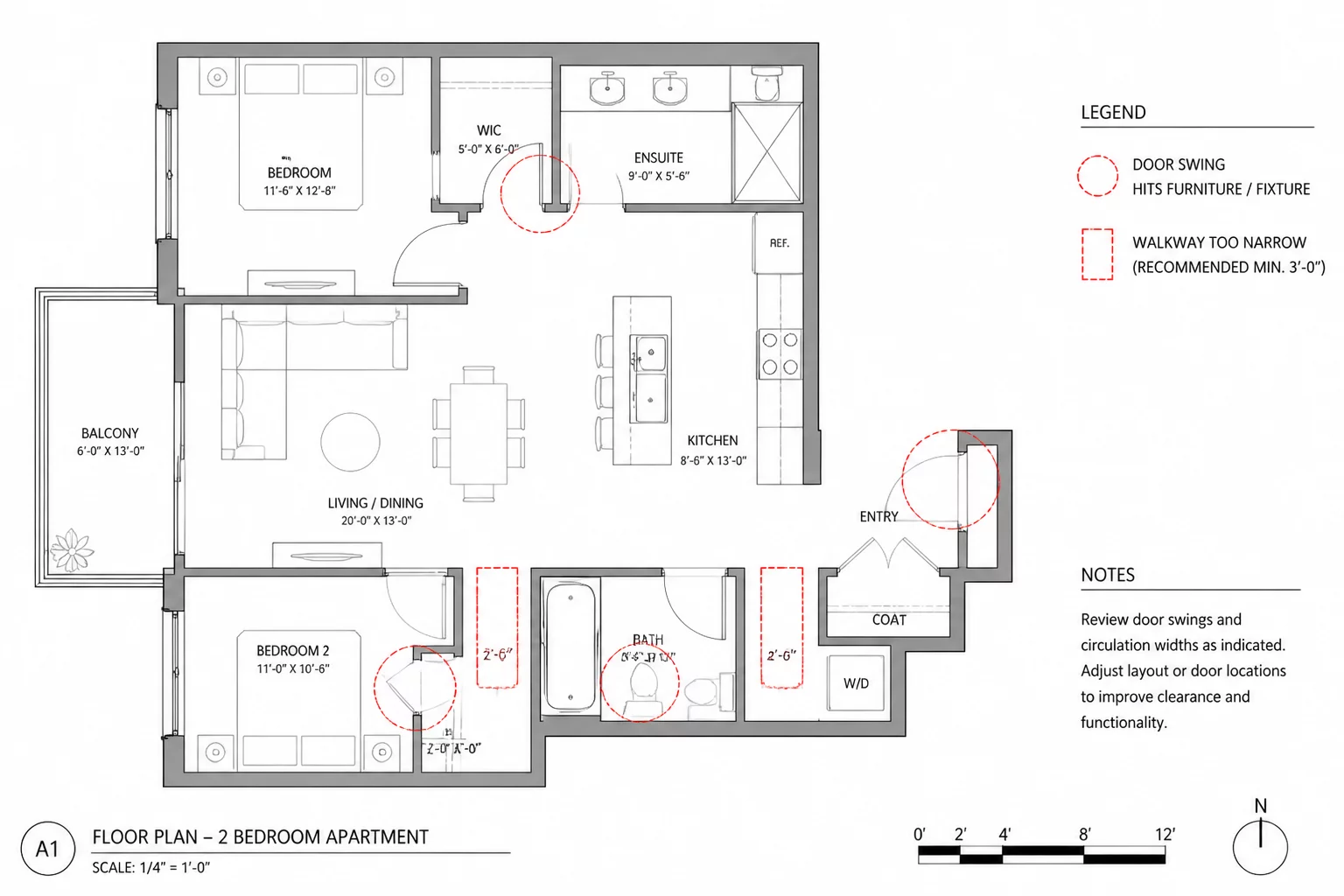 Movement conflict analysis in interior design